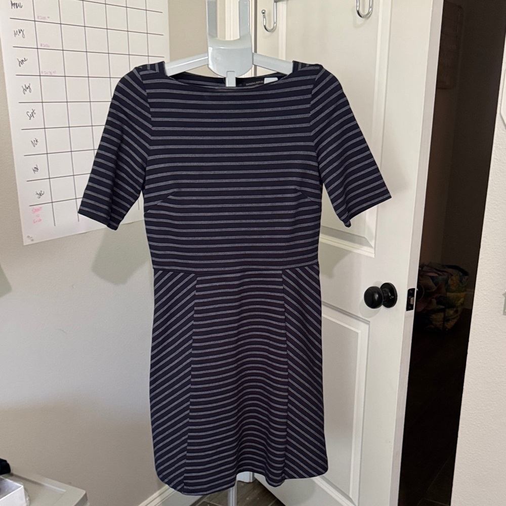 Banana Republic Navy Striped Midi Dress